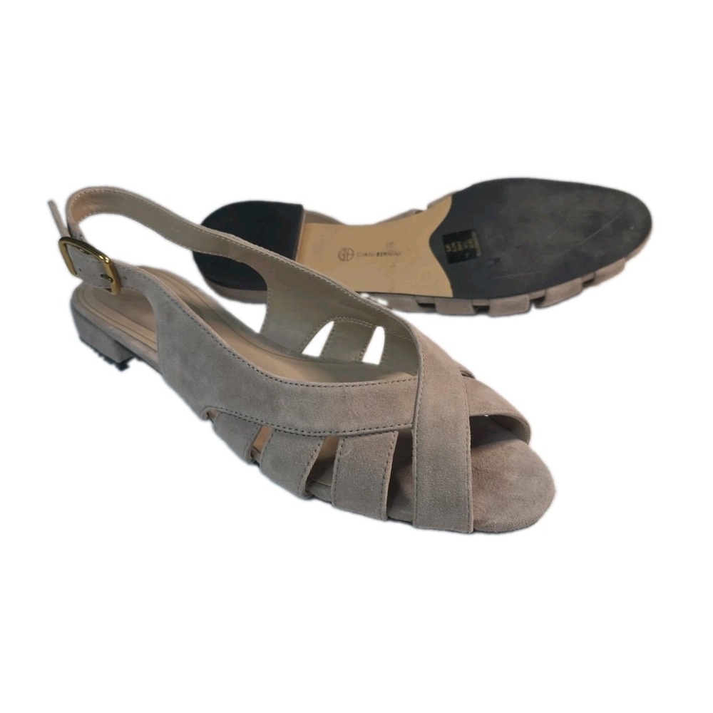 Giani Bernini Taupe Suede Flat Sandals Size 8